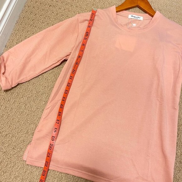 NWT Boxy 3/4 Sleeves Tee Shirt  Pink - Picture 13 of 14